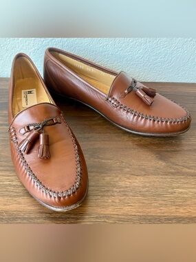 Moreschi Brown Leather Tassel Loafers for Men Size 10
